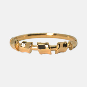 Golden Bamboo bangle - polished gold cuff with sculpted bamboo-style segments
