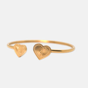 Gold Heart Open Bangles